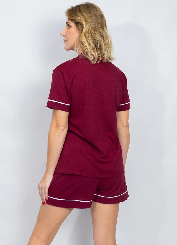 Piante Pijamas - Pijama Americano Algodão Filete Bordô 2