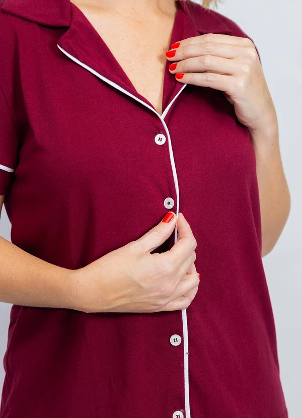 Piante Pijamas - Pijama Americano Algodão Filete Bordô 8