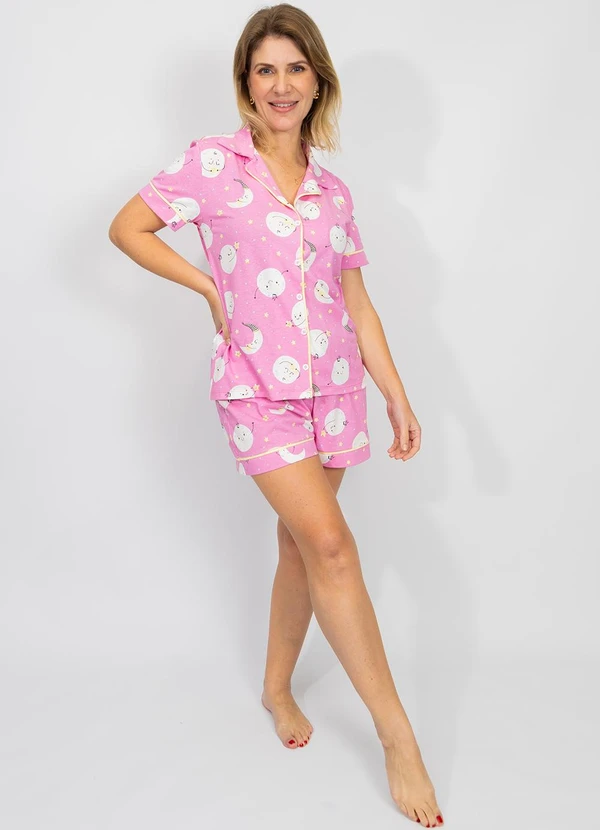 Piante Pijamas - Pijama Americano Algodão Filete Lua Rosa 3