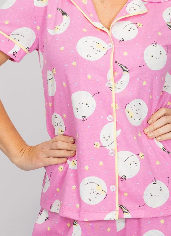 Piante Pijamas - Pijama Americano Algodão Filete Lua Rosa 5