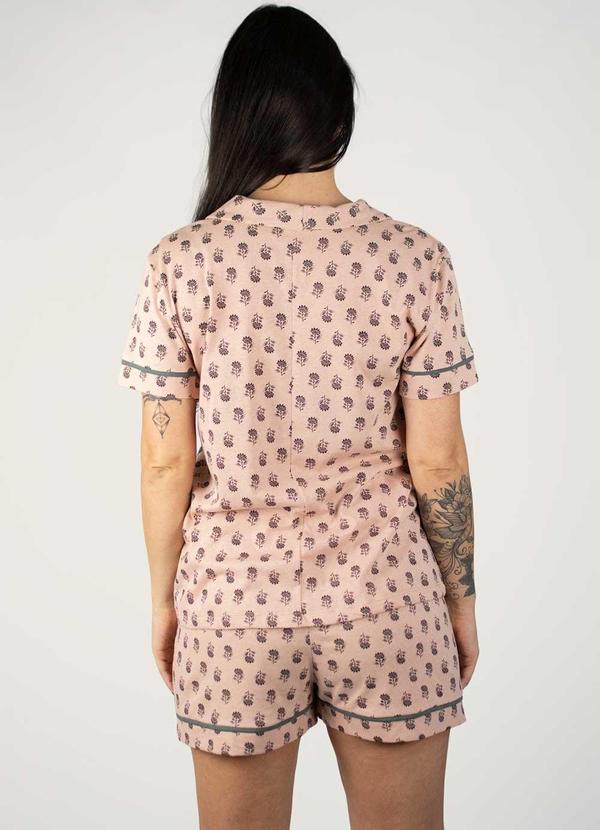 Piante Pijamas - Pijama Americano Algodão Floral Cinza 2