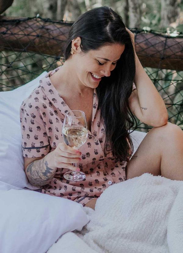 Piante Pijamas - Pijama Americano Algodão Floral Cinza 7