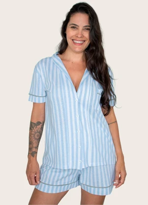 Piante Pijamas - Pijama Americano Algodão Listrado Azul - PIANTE PIJAMAS