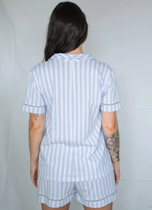 Piante Pijamas - Pijama Americano Algodão Listrado Azul 3
