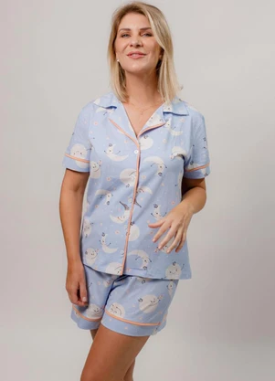 Piante Pijamas - Pijama Americano Algodão Manga Curta Azul - PIANTE PIJAMAS