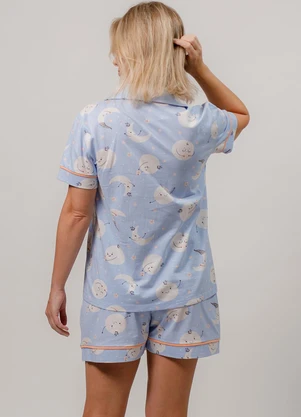 Piante Pijamas - Pijama Americano Algodão Manga Curta Azul - PIANTE PIJAMAS