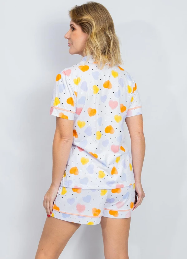 Piante Pijamas - Pijama Americano Corações Coloridos Branco 2