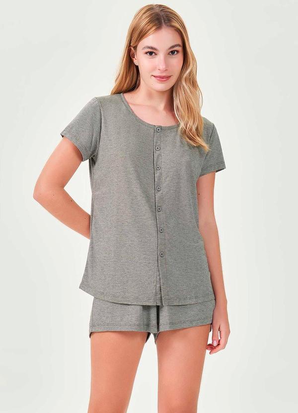 Espaço Pijama - Pijama Americano Curto Feminino Mescla