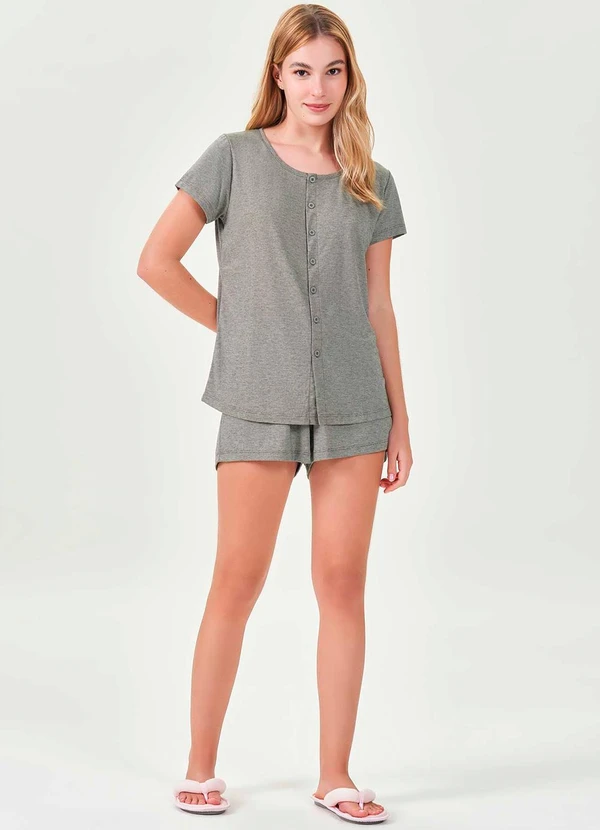 Espaço Pijama - Pijama Americano Curto Feminino Mescla 3