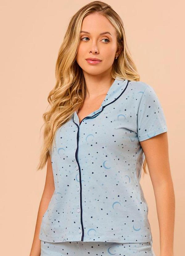 Rovitex - Pijama Americano Feminino Manga Curta Azul 1