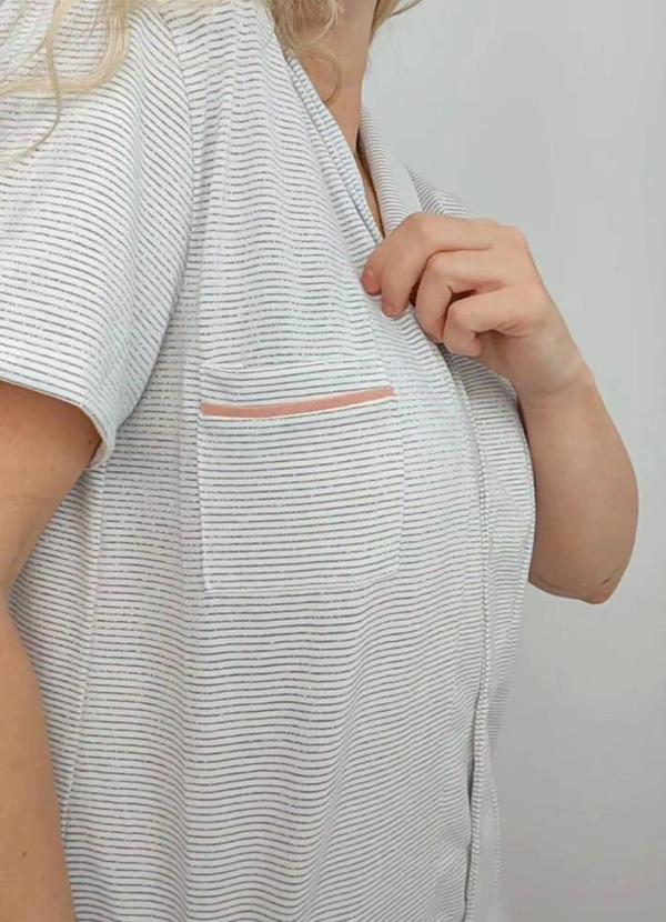 Piante Pijamas - Pijama Americano Listrado Lurex Branco 6