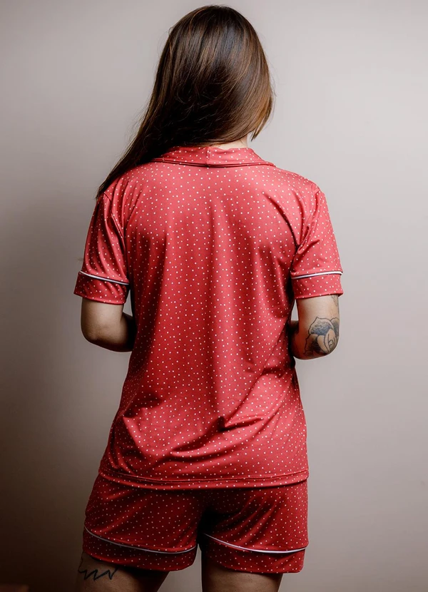 Piante Pijamas - Pijama Americano Malha Fria Vermelho Poá 2