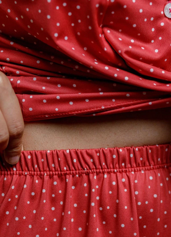 Piante Pijamas - Pijama Americano Malha Fria Vermelho Poá 6