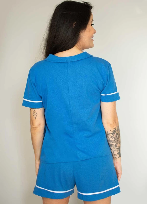 Piante Pijamas - Pijama Americano Manga Curta Algodão Azul 2