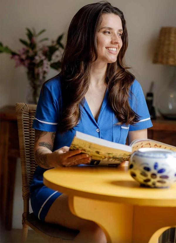 Piante Pijamas - Pijama Americano Manga Curta Algodão Azul 5