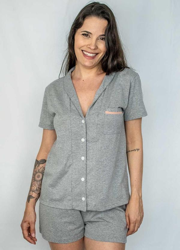 Piante Pijamas - Pijama Americano Manga Curta Algodão Cinza 1
