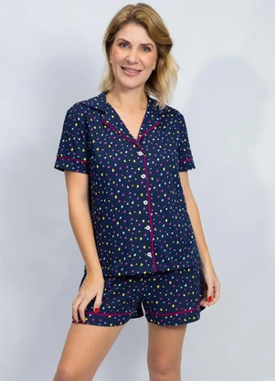 Piante Pijamas - Pijama Americano Manga Curta Algodão Marinho - PIANTE PIJAMAS