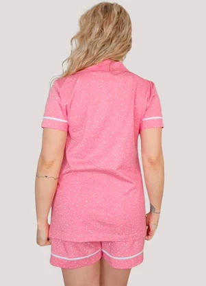 Piante Pijamas - Pijama Americano Manga Curta Algodão Poá Rosa - PIANTE PIJAMAS