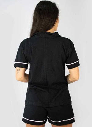 Piante Pijamas - Pijama Americano Manga Curta Algodão Preto - PIANTE PIJAMAS