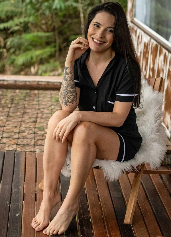 Piante Pijamas - Pijama Americano Manga Curta Algodão Preto 3