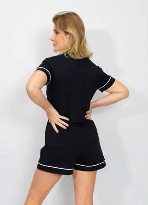 Piante Pijamas - Pijama Americano Manga Curta Algodão Preto - PIANTE PIJAMAS