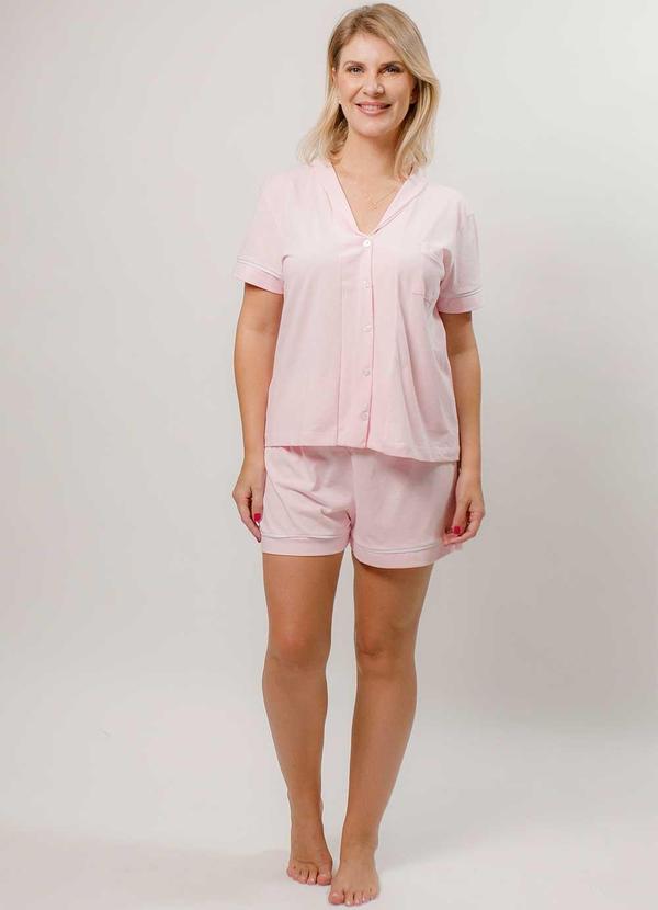 Piante Pijamas - Pijama Americano Manga Curta Algodão Rosa 3