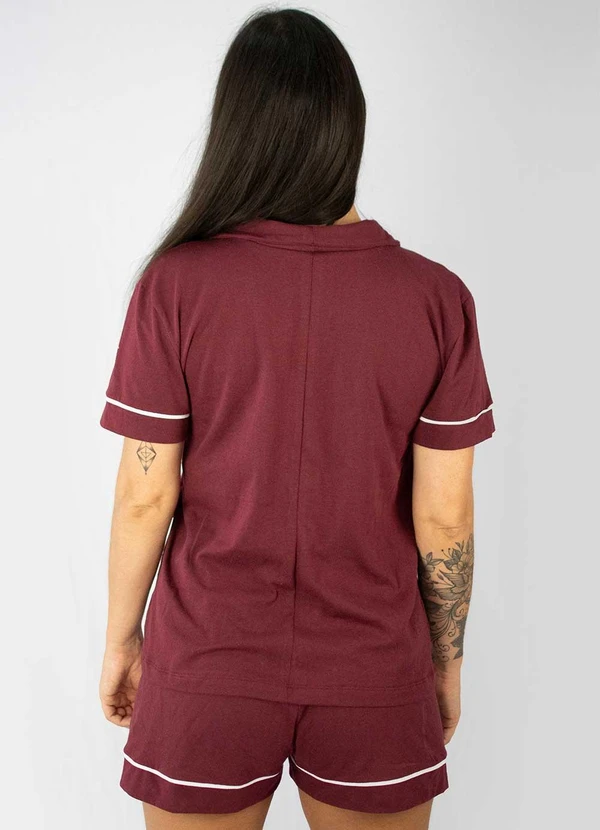 Piante Pijamas - Pijama Americano Manga Curta Algodão Vermelho 2