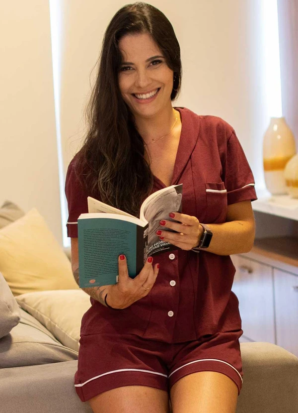 Piante Pijamas - Pijama Americano Manga Curta Algodão Vermelho 4