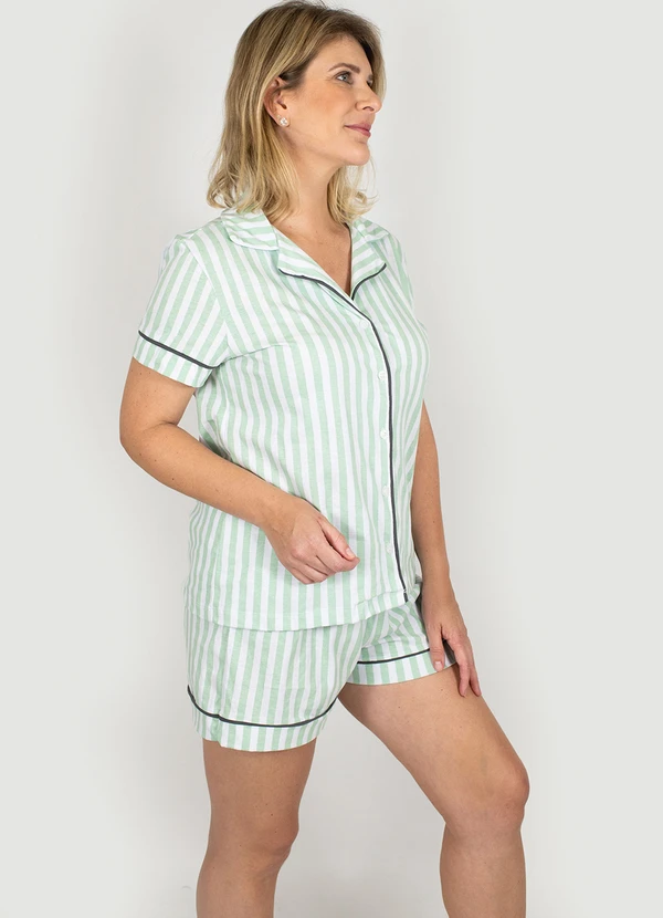 Piante Pijamas - Pijama Americano Manga Curta Filete Verde 4