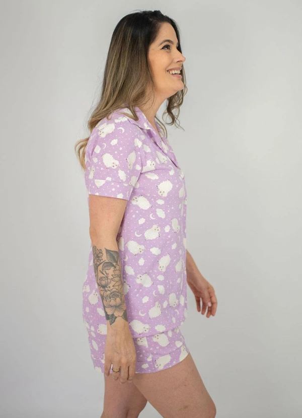 Piante Pijamas - Pijama Americano Manga Curta Flávia Ovelha Lilás 3
