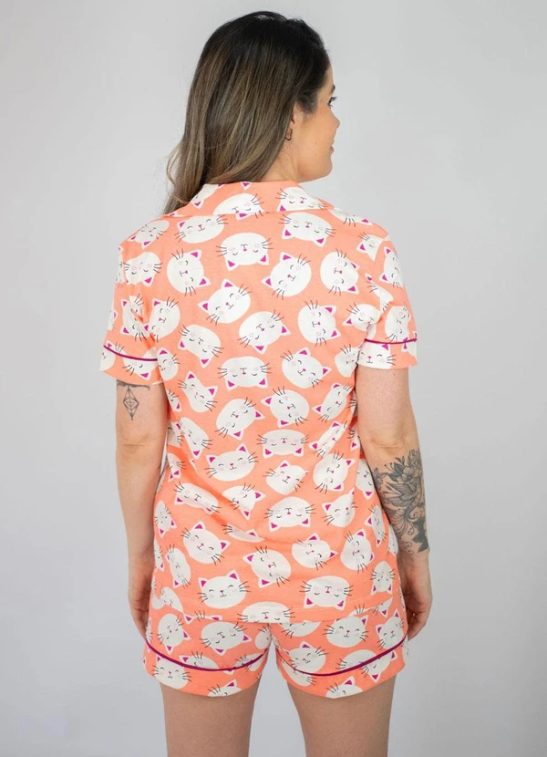 Piante Pijamas - Pijama Americano Manga Curta Gatinhos Coral 2