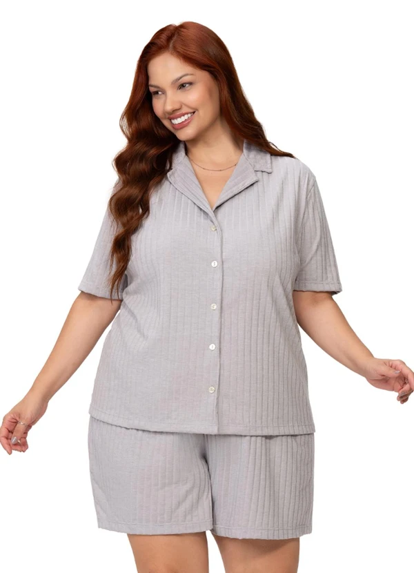 Zee Rucci - Pijama Americano Plus Feminino Curto Cinza