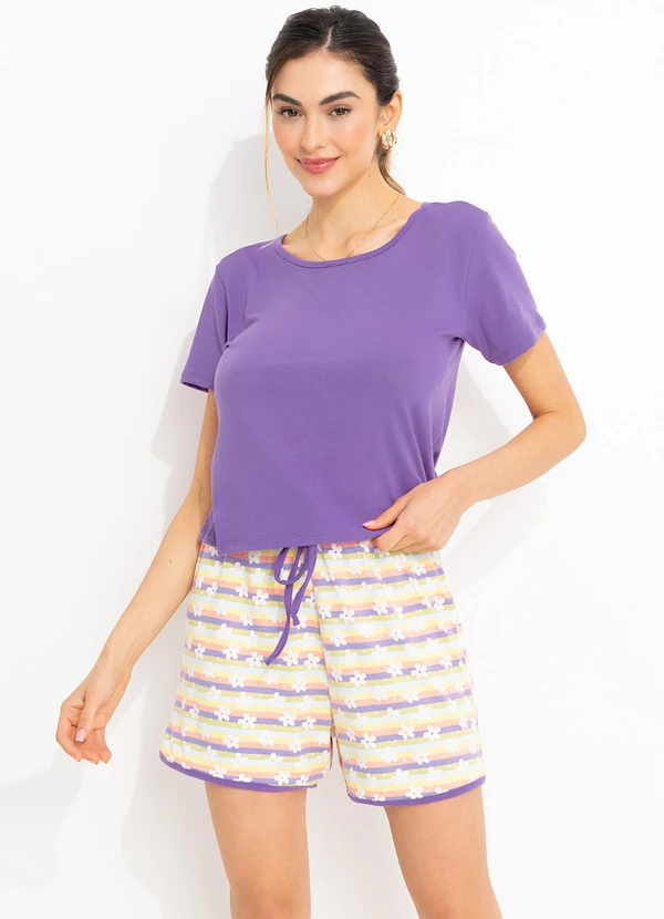 Alma Dolce - Pijama Arco Íris em Malha Suede