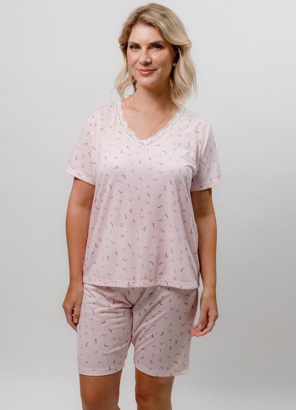Piante Pijamas - Pijama Blusa e Bermuda Ciclista Liberty Rosa