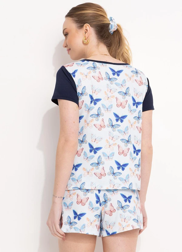Alma Dolce - Pijama Borboleta Azul em Malha Suede 3