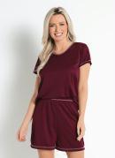 PIJAMA (BORDÔ) COM COSTURAS CONTRASTANTES