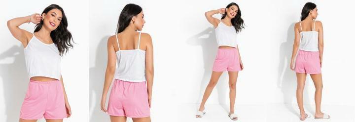 Pijama Branco/Rosa de Ala