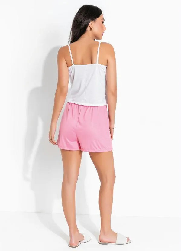 Alma Dolce - Pijama Branco/Rosa de Alça 4