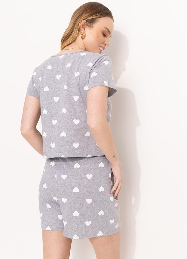 Alma Dolce - Pijama Corações Mescla em Malha de Algodão 2