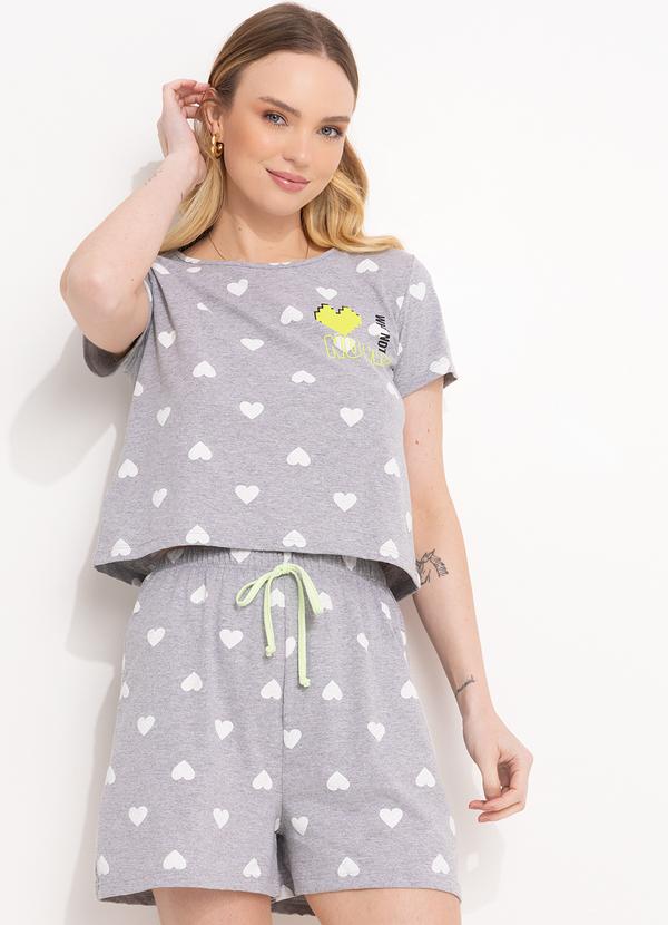 Alma Dolce - Pijama Corações Mescla em Malha de Algodão 4