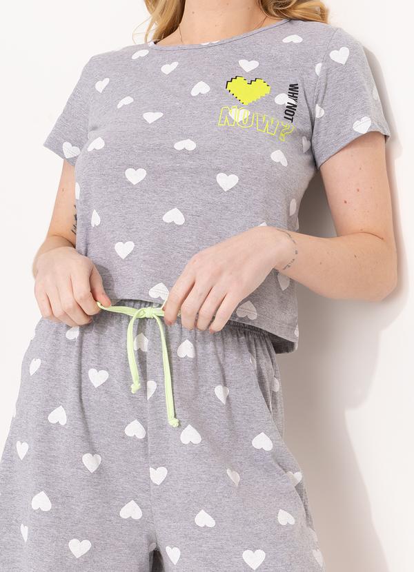 Alma Dolce - Pijama Corações Mescla em Malha de Algodão 6