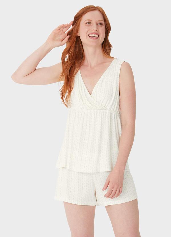 Malwee - Pijama Curto Amamentação Off White