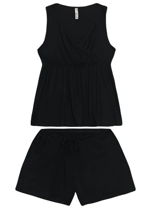Malwee - Pijama Curto Amamentação Preto - MALWEE