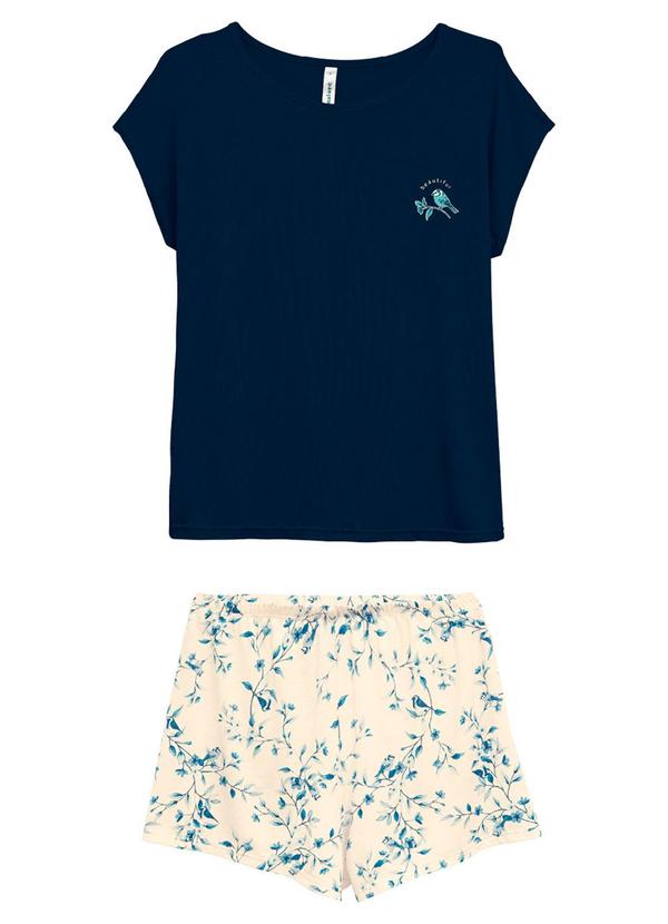 Malwee - Pijama Curto Beautiful Plus Azul Escuro