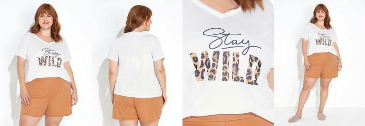 Pijama Curto Bege e Branco