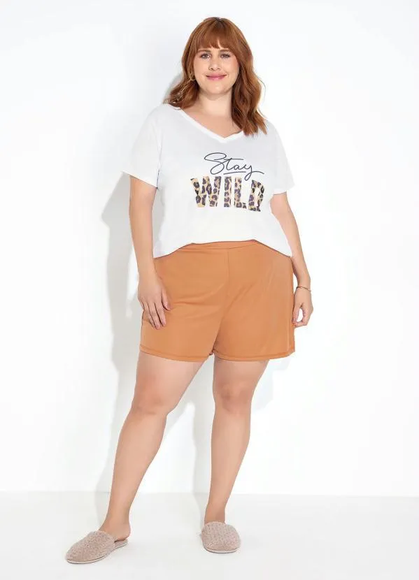 Marguerite - Pijama Curto Bege e Branco 4