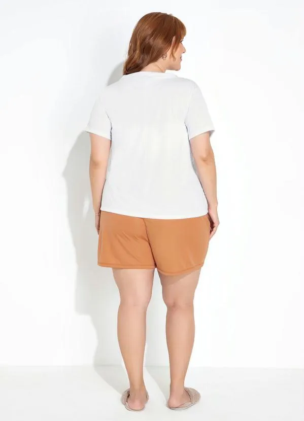 Marguerite - Pijama Curto Bege e Branco 5