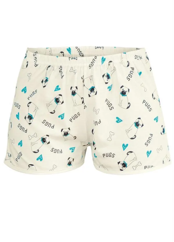 Alma Dolce - Pijama Curto Bege e Estampado 3