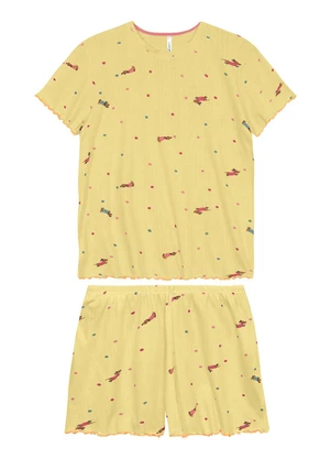 Malwee - Pijama Curto Cachorrinho Amarelo - MALWEE