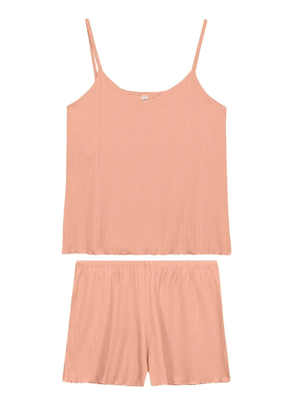 Malwee - Pijama Curto Canelado Coral